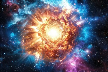 Wall Mural - image depicting the expansion of the universe, with galaxies drifting apart, symbolizing the vastnes