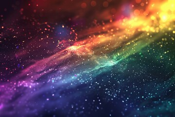 Poster - Vibrant bokeh background with sparkles, ideal for creating a festive and enchanting atmosphere, A vibrant, glowing background that shimmers like a rainbow, AI generated