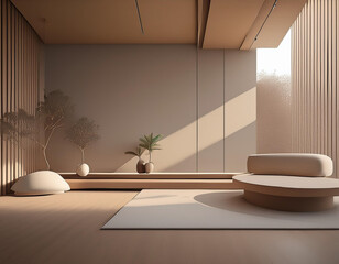 Minimalistic 3D Room with Clean Lines and Neutral Colors