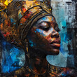 © Adam - Oil Painting Portrait of an African Woman Wearing a Headwrap
