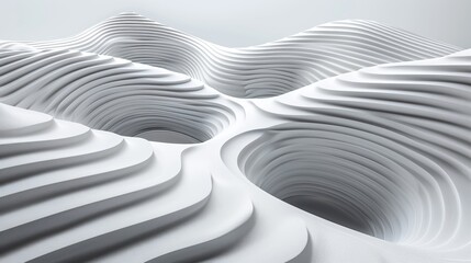 Poster - Abstract White Sculpture With Curved Lines