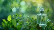 © pngking - Perfume bottle and fresh green twig Fragrance and freshness idea