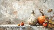 © pngking - Pumpkins as decorations on rustic and white canvas