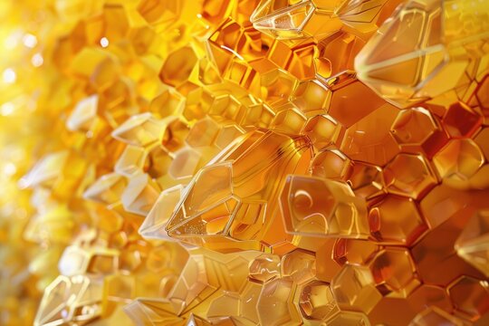 Bright golden honeycomb design with sun rays peeking through, Energetic honeycomb composition, generated