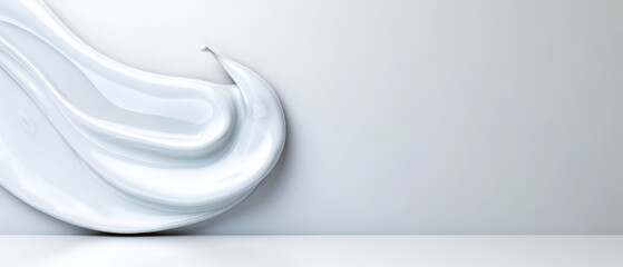  A white abstract backdrop featuring a centrally positioned, curved white object Alternatively, an image comprising a curved white object against a plain, white background