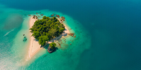 Photo of paradise alone island top view