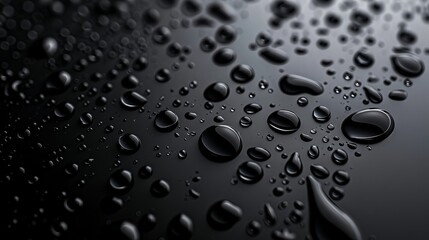 Canvas Print - Water Droplets on Black Surface