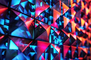 Poster - Colorful squares in abstract pattern, vibrant and eye-catching design for backgrounds or digital art, Glowing geometric grid, AI generated