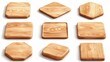 © CrazyJuke - 3D wooden platforms for beauty product display and awards. Realistic vector illustration on white.