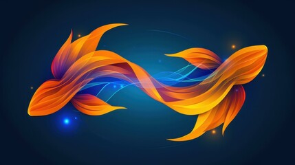 Mystical dragon art with glowing accents on dark blue background