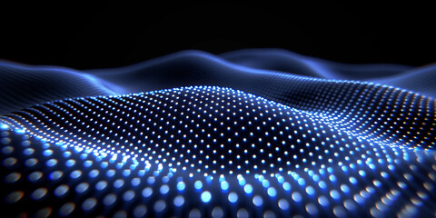 Abstract glowing blue cyber big data background with dark mock up place. Technology and innovation concept. 3D Rendering.