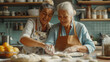 © daniil - older mother and daughter baking cookies at home