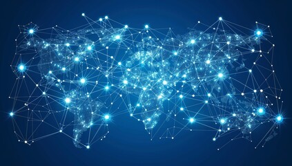 Aufkleber - Glowing Blue World Map Network Illustration