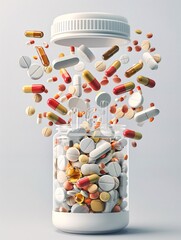 Poster - An impactful depiction of overactive bladder management, featuring medication and lifestyle adjustments