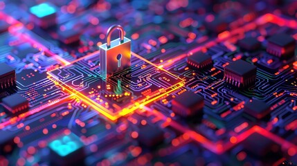 Digital data privacy, colorful design,