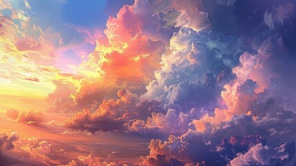 Wall Mural - Colorful clouds in a beautiful sunset