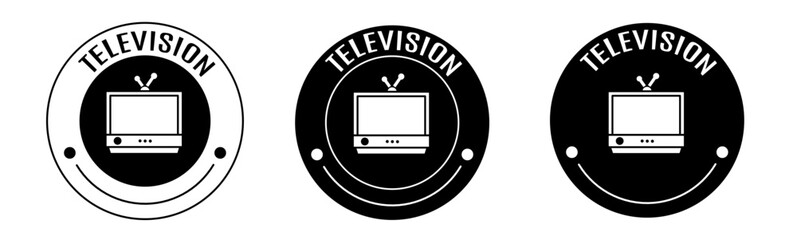 Wall Mural - Black and white illustration of television icon in flat. Stock vector.