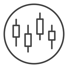 Wall Mural - Circle with Japanese Candlestick Charts vector Technical Analysis icon or symbol in outline style