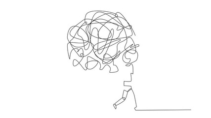 Poster - animation of single continuous line drawing group of robots work together carrying heavy messy circl