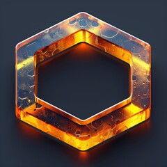 Wall Mural - Illuminated Transparent Hexagon: Modern Geometric Art in Orange Glow