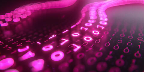 Abstract binary coding on dark background. Matrix and security concept. 3D Rendering.
