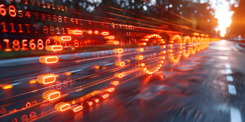 Abstract binary coding on dark background. Matrix and security concept. 3D Rendering.