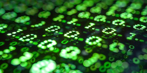 Abstract binary coding on dark background. Matrix and security concept. 3D Rendering.