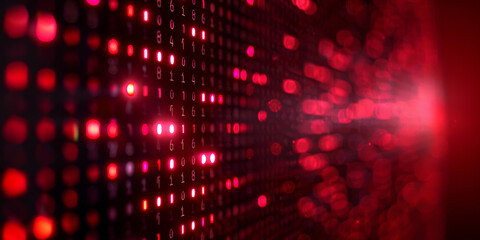 Abstract binary coding on dark background. Matrix and security concept. 3D Rendering.