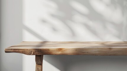 Poster - Wooden table on white backdrop for advertising idea