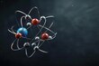 © justjupiter - 3D rendered image of an atom structure with orbiting electrons on a dark background, depicting a concept of physics and atomic science.