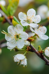 Wall Mural - Beautiful White Cherry Blossoms