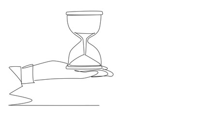 Poster - self drawing animation of single one line drawing arabian businessman excited to get the hourglass f