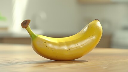Poster - Half banana on light wood surface