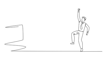 Poster - Animation of continuous one line drawing the businessman was happy to get a star from the giant hand. Satisfying review. Get a good rating. Satisfying ranking. The best. Full length motion