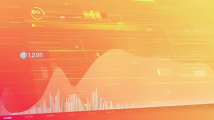 Leinwandbilder - This Digital financial stats display against orange gradient background, incl. graph and numbers