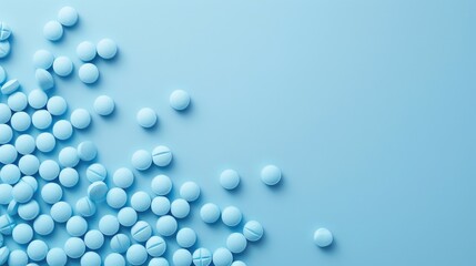 Canvas Print - Blue pills on blue background with space for text