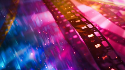 Aufkleber - A colorful image of film strips with a bright blue background