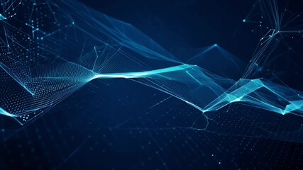 Poster - This Blue network pattern with glowing lines. Technology communication background