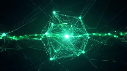 Aufkleber - This digital illustration of a network with glowing green nodes and lines.