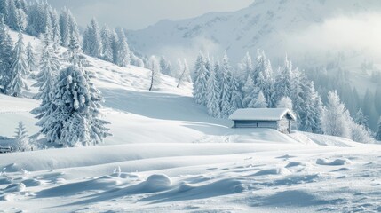 Poster - The image captures a snowy landscape using photography with a theme of simplicity and blank space