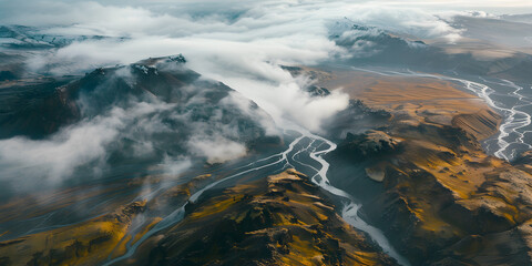 Poster - Desert mountains in mist
