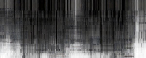 Wall Mural - Black and white digital glitch art background, stripes of dark grey with a subtle noise effect, creating a dark and mysterious atmosphere.