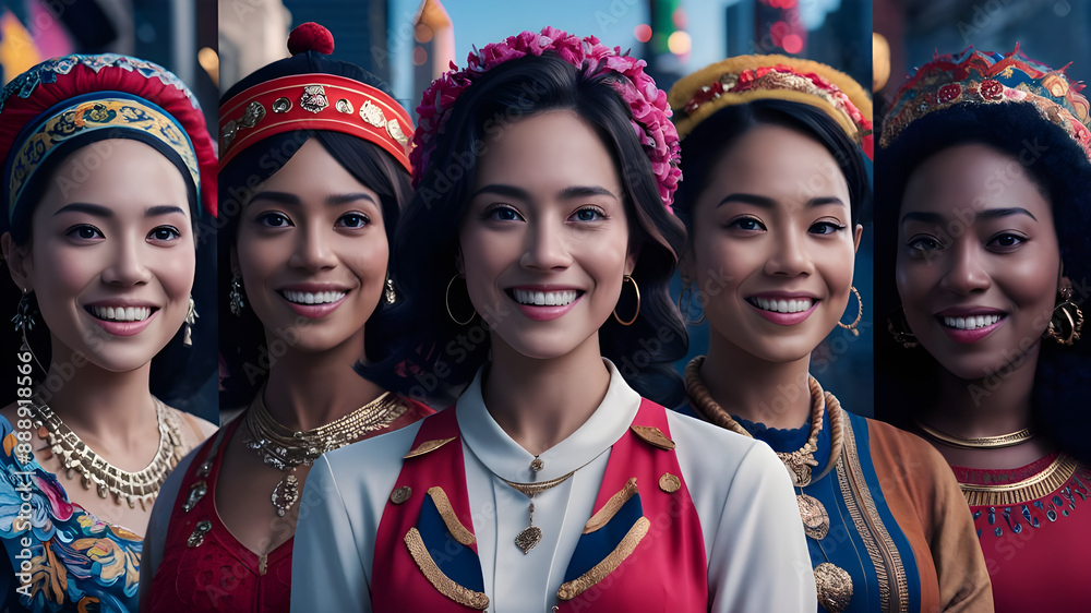 Multicultural Group Portrait: Symbolizing Global Harmony, Celebrating ...