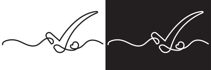 Wall Mural - continuous line drawing of checkmark. one continuous line tick. continuous line drawing of tick. che