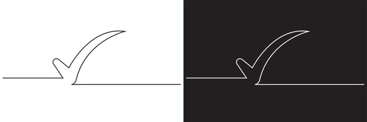 Wall Mural - continuous line drawing of checkmark. one continuous line tick. continuous line drawing of tick. che