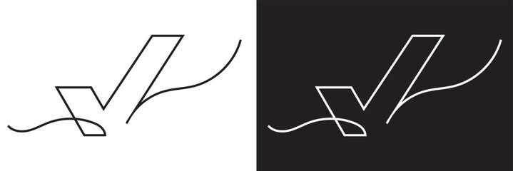 Wall Mural - continuous line drawing of checkmark. one continuous line tick. continuous line drawing of tick. che