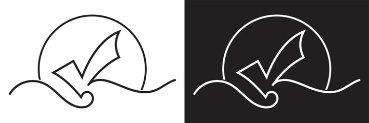 Wall Mural - continuous line drawing of checkmark. one continuous line tick. continuous line drawing of tick. che