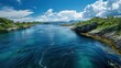 The deep blue waters of Saltstraumen display strong tidal currents.