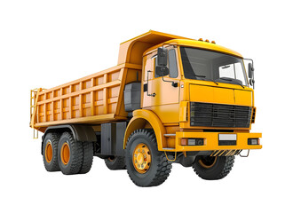 Yellow Dump Truck for Heavy Construction Work Isolated on a transparent background