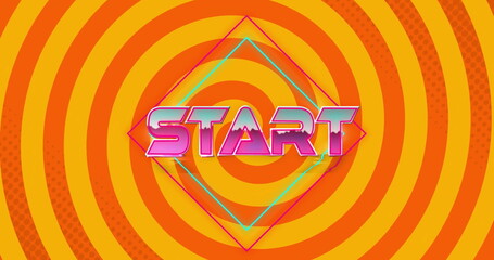 Poster - image of start text over circles on orange background